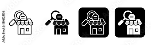 Qualitative Research Icon Line and Black Fill Style Collection