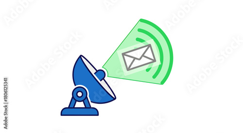 Modern satellite sending email communication signal, connecting the world with fast message delivery, vector illustration for global technology solutions