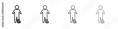 Man with broken leg icon. Simple graphic element set