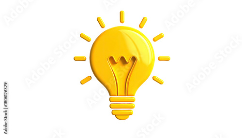 Glossy, golden lightbulb emits radiant rays against a black backdrop
