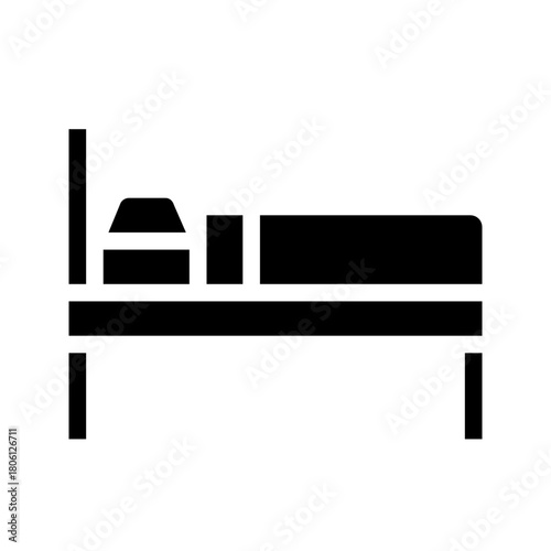 black bed interior room furniture glyph icon vector