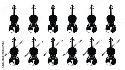 Pattern of violin silhouettes music instrument illustration simple flat vector design element for backgrounds and creative projects