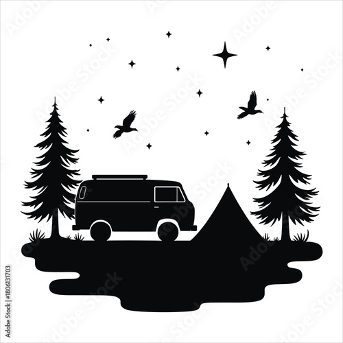 camping in the night