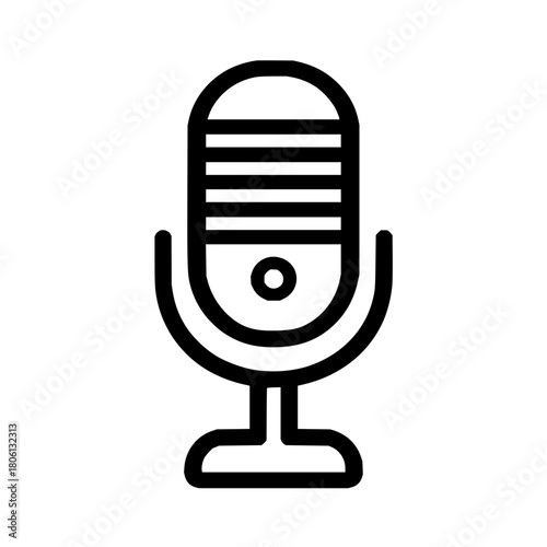 Vintage microphone icon vector illustration for podcasting and broadcasting audio and voice recording studio equipment