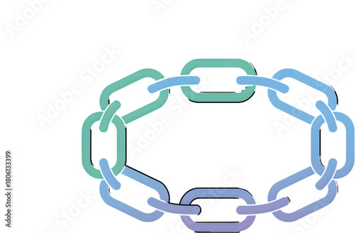Blockchain transaction chain with cryptographic links, distributed ledger, no background 