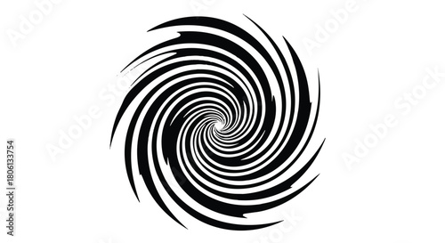 High Contrast Black and White Hypnotic Spiral Vortex, Abstract Motion and Optical Illusion