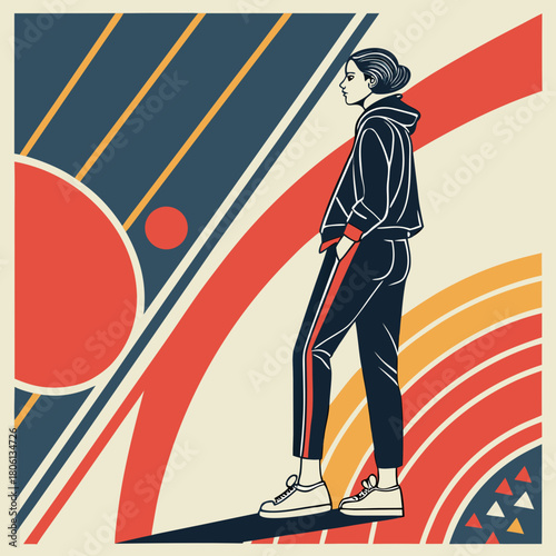 Retro Fashion Forward: A stylish individual stands confidently in a vibrant, retro-inspired setting, embodying the spirit of fashion and forward thinking. This image is a celebration of individuality.