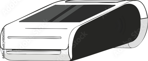 Futuristic White and Black Device Illustration Sleek Modern Technology Concept Art