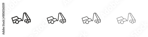 Towed car icon. Simple graphic element set