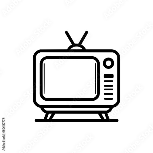 Retro television vintage tv antenna screen display technology entertainment media broadcast old fashioned icon
