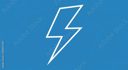 White Lightning Bolt Icon on Blue Background, Energy, Power, and Electrical Symbol