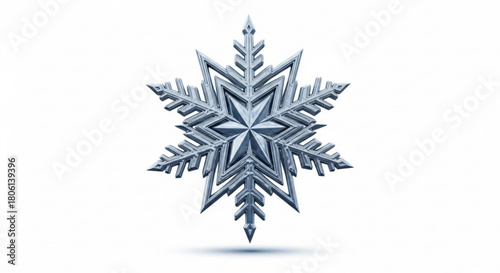 A captivating close up of a single snowflake, its intricate crystalline structure shimmering against an isolated on, evoking the magic of winter