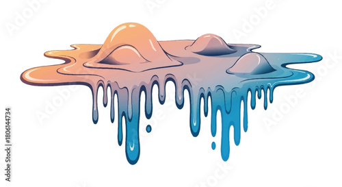 Abstract Gradient Melting Dripping Liquid Shapes on White Background