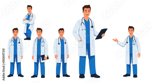 Diverse Male Doctor Poses with Stethoscope and Lab Coat for Medical Healthcare Marketing