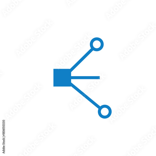 Blue Network Connection Icon with Two Nodes and Line.
