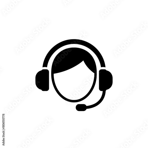 Iconic Representation of Customer Support Specialist with Headset.