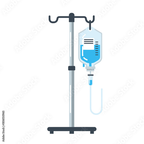 IV Drip Stand with Bag of Intravenous Fluid.