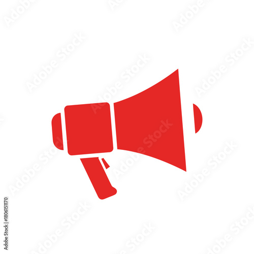 Red Megaphone Icon - Announcing, Promoting, and Amplifying Messages Effectively.