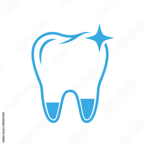 Tooth Icon with Sparkle - Dental Health and Hygiene.