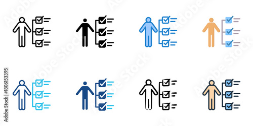 Candidate assessment icon set multiple style collection 
