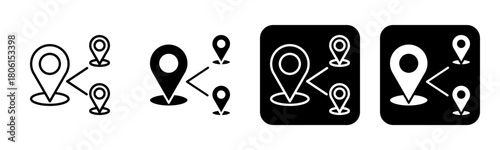 Routing Icon Line and Black Fill Style Collection