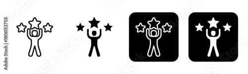 Employee Recognition Icon Line and Black Fill Style Collection