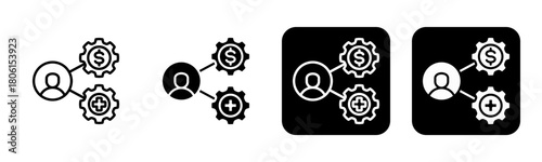 Employee Benefits Icon Line and Black Fill Style Collection