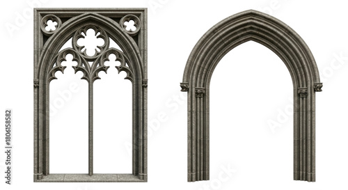 Gothic window and archway transparent background cutout png