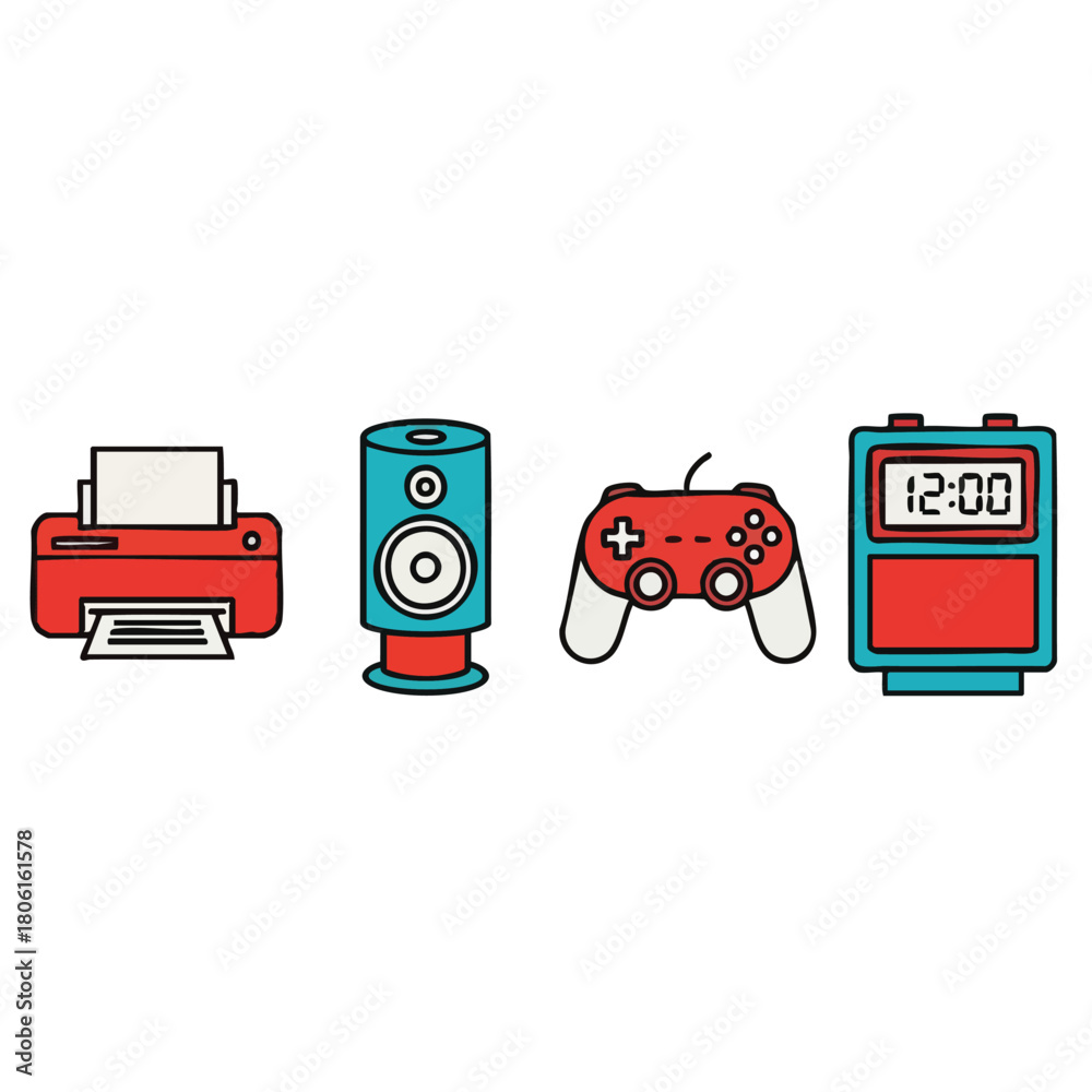 Fototapeta premium Collection of Modern Technology Devices on White Background.