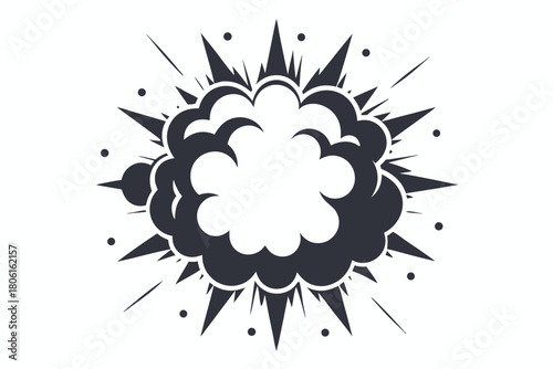 Cartoon dust cloud puffs upwards rapidly creating a whimsical smoky explosion effect