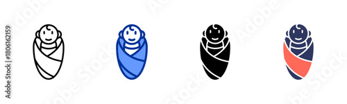 Baby Blanket icon set multiple style collection