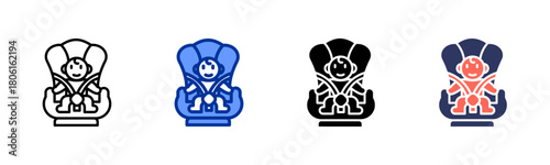Baby Car Seat icon set multiple style collection