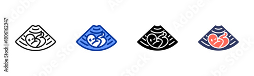 Ultrasound Baby icon set multiple style collection