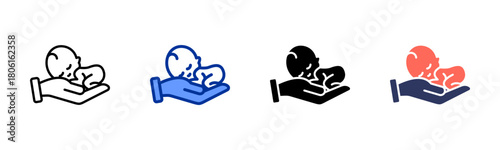 Newborn Care icon set multiple style collection