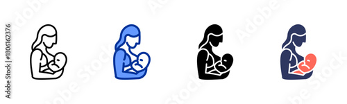 Breastfeeding Icon icon set multiple style collection