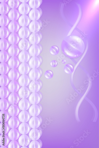 Hyaluronic acid and Niacinamide hair and skin solutions ad, purple collagen serum drops into skin cell with cosmetic advertising background ready to use, illustration vector.	