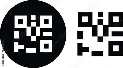 Qr code collection isolated on symbol, contrast, black and white QR code centered on a plain white background,mobile phone scanning qr-code vector illustration,
