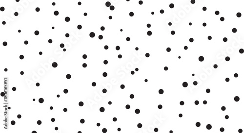 Black Dots Scattered Randomly on White Background abstract