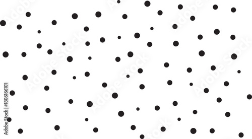 Scattered Black Dots on White Background circles pattern