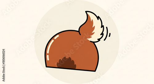 A fluffy fox tail wagging playfully, isolated on a whimsical depiction of animal charm and playful movement