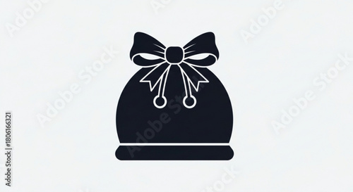 Charming dark blue gift sack with a big bow, ideal for presents, holidays, and special occasions isolated on
