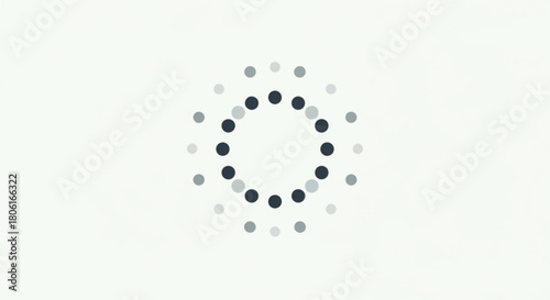 Minimalist loading circle with gray dots on a clean, ideal for website loading screens and progress indicators