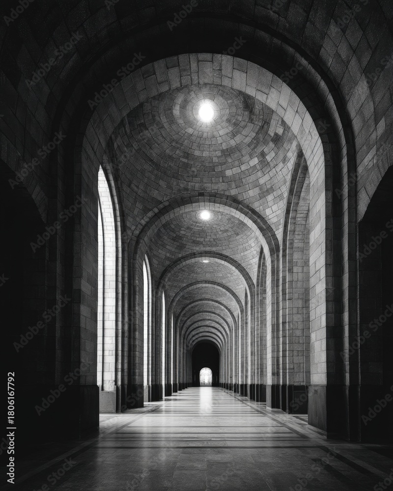 Obraz premium Concentric arches with smooth tonal layers and wide empty space in focus