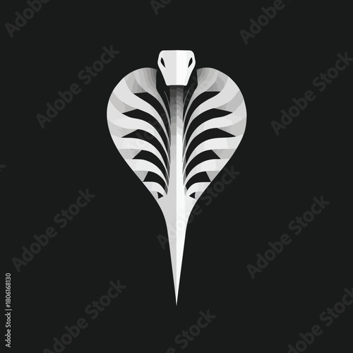 Abstract illustration of cobra in white against a dark backdrop
