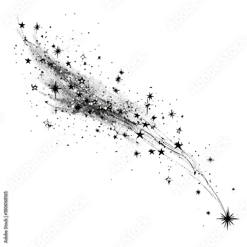 Abstract illustration of falling stars with trails ideal for design elements
