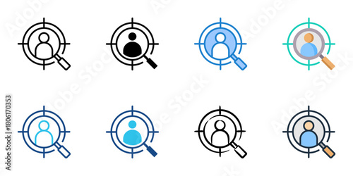 Headhunting icon set multiple style collection 
