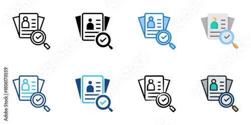 Recruitment strategy icon set multiple style collection 
