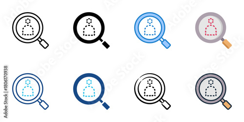 Candidate sourcing icon set multiple style collection 
