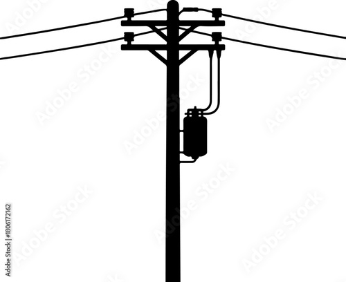 power line and utility pole  silhouette vector illustration