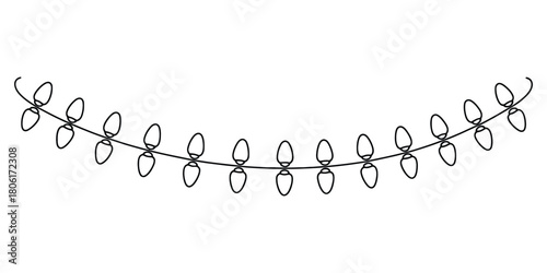 Line art string of holiday lights illustration design element